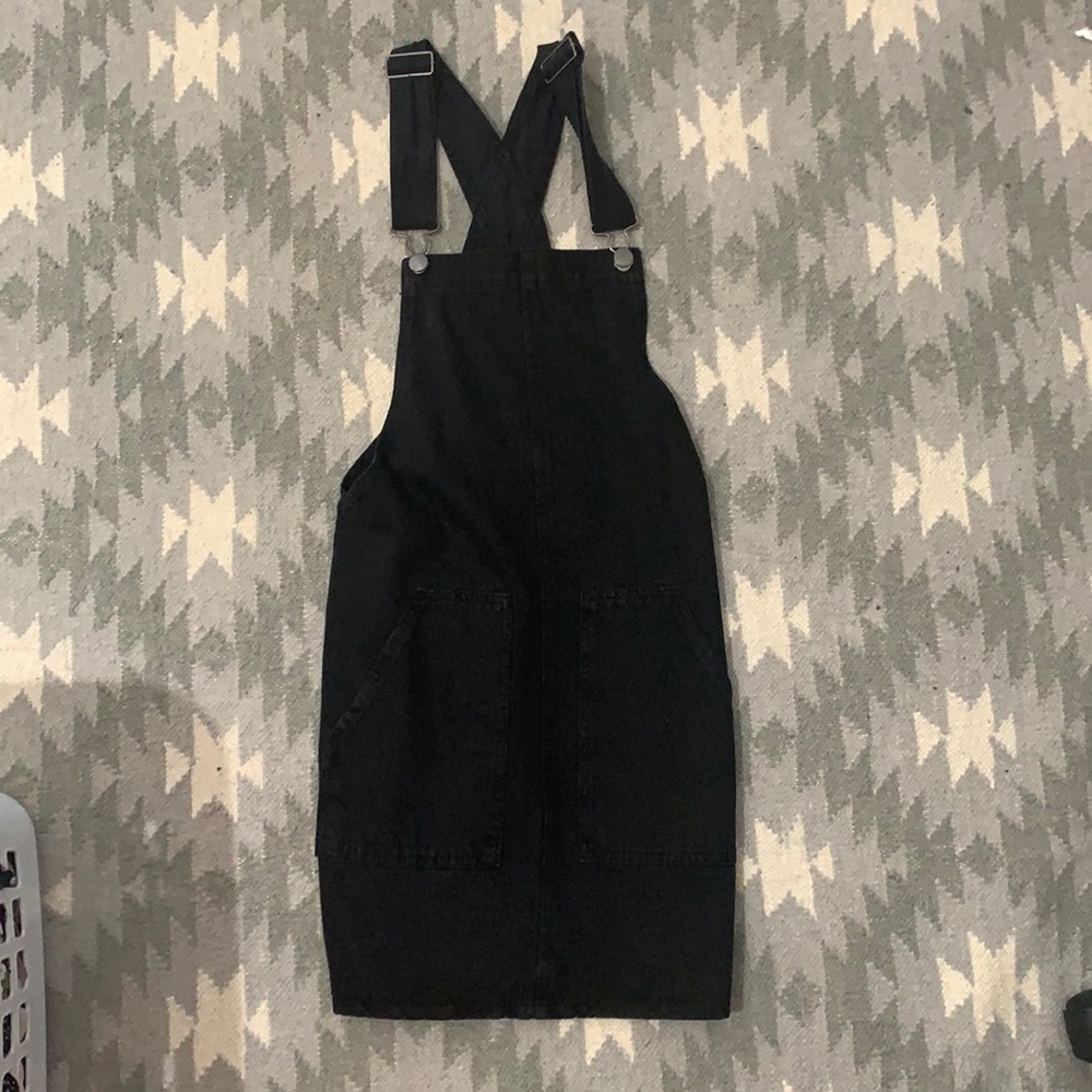 Black denim bib dress